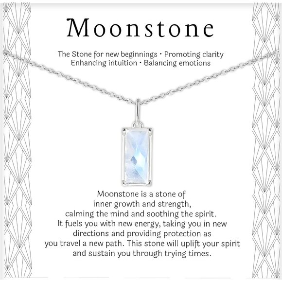 Rainbow Moonstone Sterling Silver Necklace for Women - Inspirational Gift - Picture 1 of 6